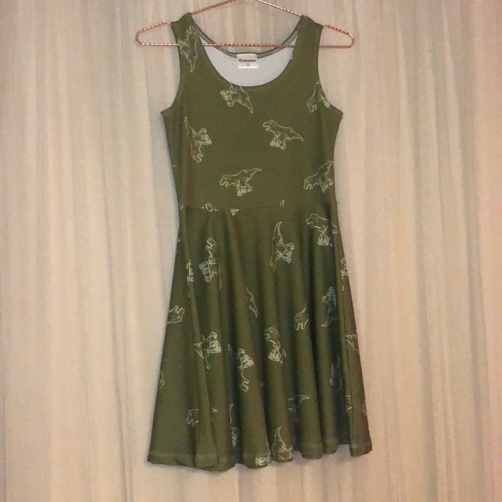 Olive Dinosaur Dress